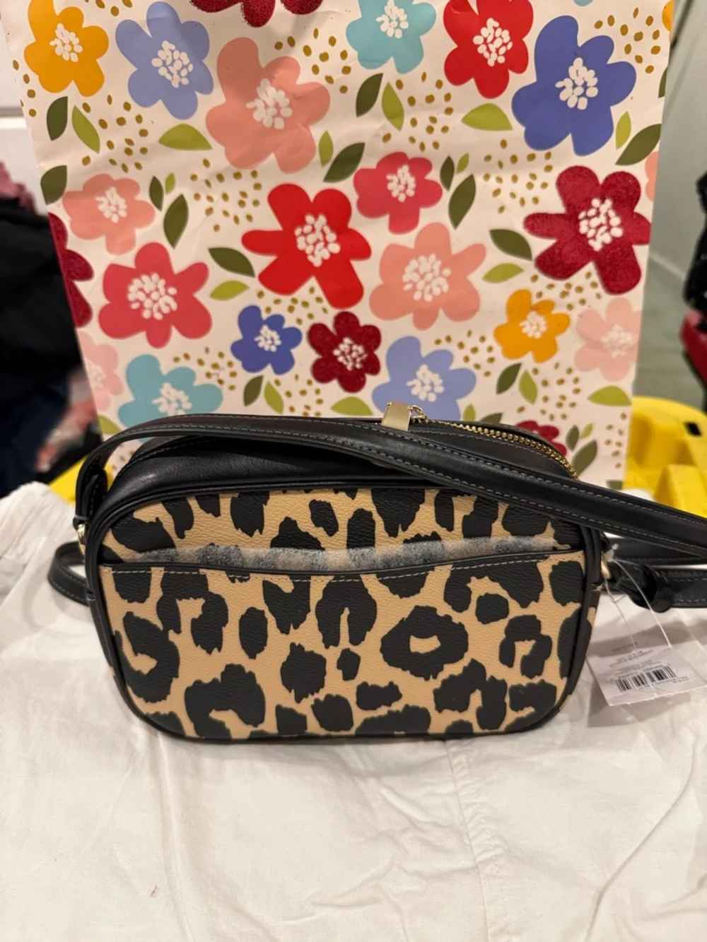Coach Leopard Print Crossbody Bag in Black and Tan - Picture 2 of 4